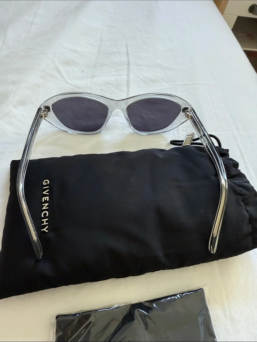Givenchy Clear Cat Eye Sunglasses with Smoke Lenses